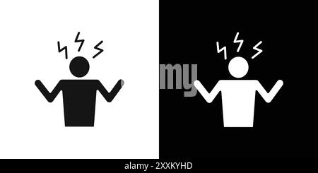 Angry person icon Vector symbol or sign set collection in black and white outline Stock Vector