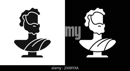 Ancient statue icon Vector symbol or sign set collection in black and white outline Stock Vector