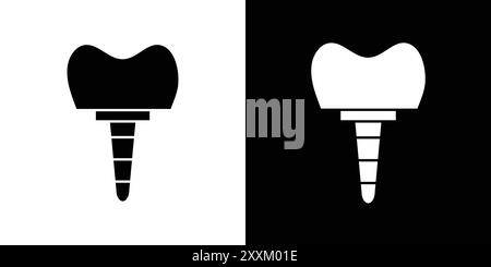 Dental implants icon Vector symbol or sign set collection in black and white outline Stock Vector