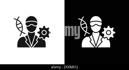 Biomedical engineer icon Vector symbol or sign set collection in black and white outline Stock Vector