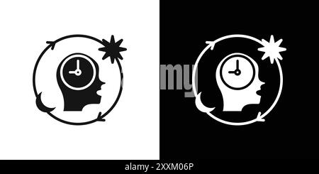 Circadian rhythms icon Vector symbol or sign set collection in black and white outline Stock Vector