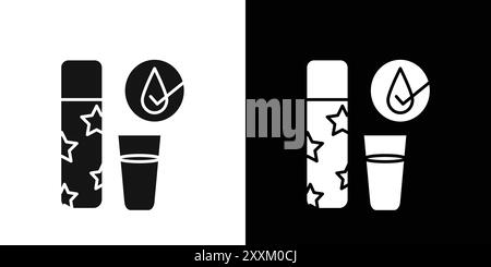 Drinking enough water icon Vector symbol or sign set collection in black and white outline Stock Vector