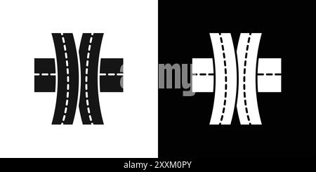 Multi level junction icon Vector symbol or sign set collection in black and white outline Stock Vector