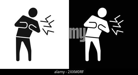 Heart attack icon Vector symbol or sign set collection in black and white outline Stock Vector