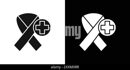 Oncology department icon Vector symbol or sign set collection in black and white outline Stock Vector