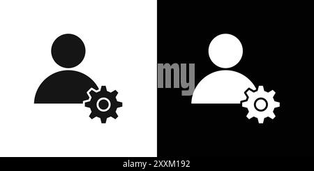 User Management Icon Vector symbol or sign set collection in black and white outline Stock Vector