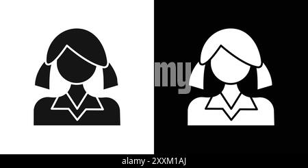 School girl icon Vector symbol or sign set collection in black and ...