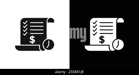 Transaction history icon Vector symbol or sign set collection in black and white outline Stock Vector