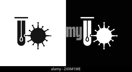 PCR test icon Vector symbol or sign set collection in black and white outline Stock Vector