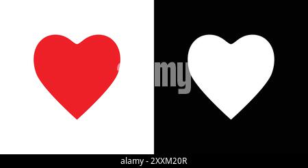 Hearts icon Vector symbol or sign set collection in black and white outline Stock Vector