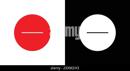 Negative sign icon Vector symbol or sign set collection in black and white outline Stock Vector