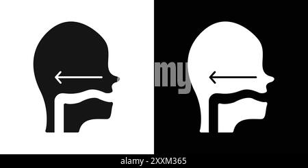 Swallowing reflex icon Vector symbol or sign set collection in black and white outline Stock Vector