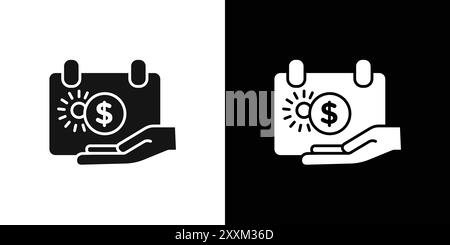 Unlimited PTO icon Vector symbol or sign set collection in black and white outline Stock Vector