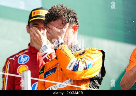 Zandvoort, Netherlands. 25th Aug, 2024. ZANDVOORT, NETHERLANDS - AUGUST 25: Lando Norris of McLaren at the Trophy Ceremony during F1 - Heineken Dutch GP on August 25, 2024 in Zandvoort, Netherlands. (Photo by Andre Weening/Orange Pictures) Credit: Orange Pics BV/Alamy Live News Stock Photo