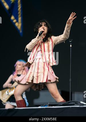 London, UK. August 24th, 2024. The Last Dinner Party performing Live at Reading Festival. Credit: lounisphotography/Alamy Live News Stock Photo