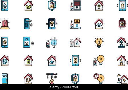 Smart home icons collection is a vector illustration with editable stroke. Stock Vector
