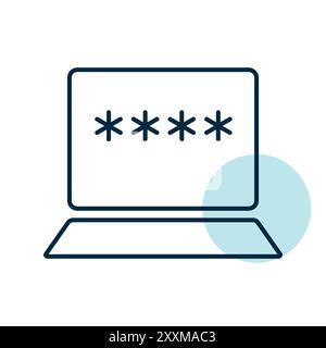 Laptop with password notification and lock vector icon. User authorization note symbol. Internet protection alert. Security sign. Graph symbol for you Stock Vector