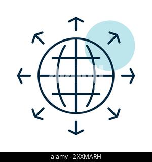 Arrows outside from globe vector icon. Global communication filled symbol. Security sign. Graph symbol for your web site design, logo, app, UI Stock Vector