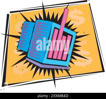 Computer clip art and illustrations with yellow background vector Stock Vector