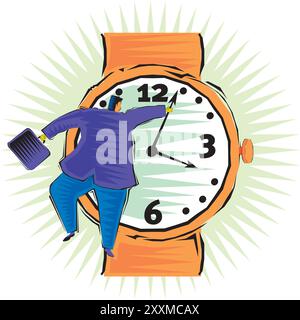Clip Art of Businessman checking the time on his wrist watch Stock Vector