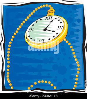 Clip Art of Businessman wrist watch isolated on a blue background design vector illustration Stock Vector