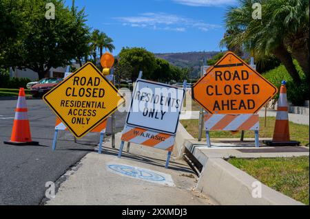 Land movement causes ongoing issues in wealthy neighborhood of Rancho Palos Verdes, California. Stock Photo