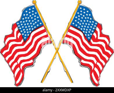 abstract Clipart of United States Flags waving vector illustration Stock Vector