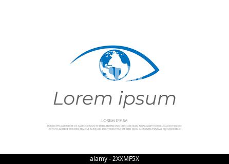 Eye with World Globe for Global Vision Trade Logo Design Vector Stock Vector