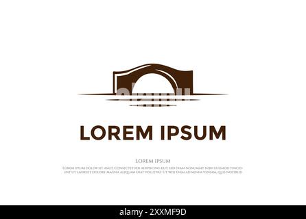 Simple Minimalist Rustic Bridge Stone or Waterway Logo Design Vector Stock Vector