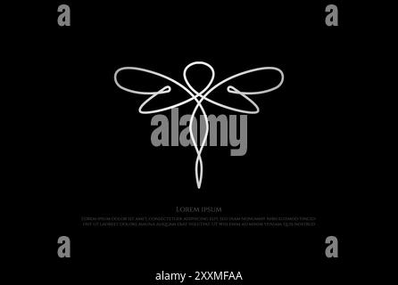 Simple Minimalist Dragonfly Line Outline Logo Design Vector Stock Vector