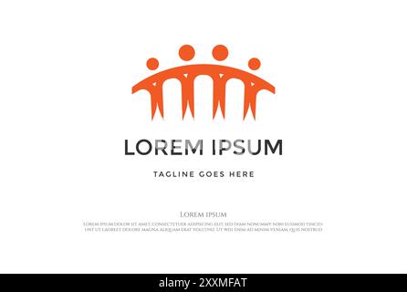 Abstract Human Together with Bridge for Teamwork Education Charity Foundation Logo Design Vector Stock Vector