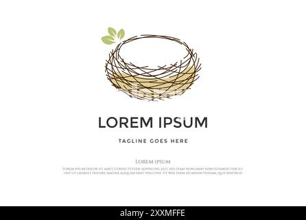 Simple Minimalist Nest Line Outline Logo Design Vector Stock Vector