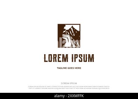Rustic Retro Vintage Hand Climbing Mountain Rock Logo Design Vector Stock Vector