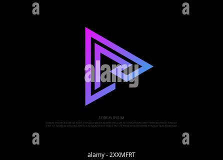 Modern Triangle Play Button RD DR Monogram Logo Design Vector Stock Vector