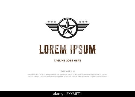 American Wings Star Military Army Badge Emblem Logo Design Vector Stock Vector