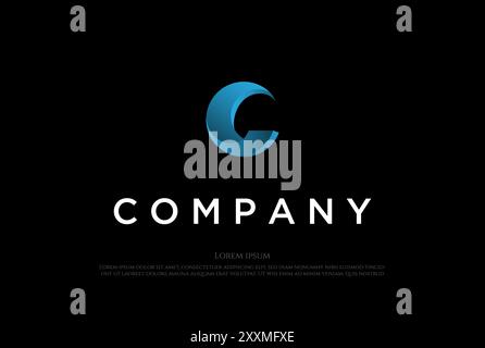 Blue Modern 3D Initial Letter C Logo Design Vector Stock Vector