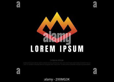 Simple Minimalist Mountain Fire Flame for Sport Apparel or Energy Logo Design Vector Stock Vector