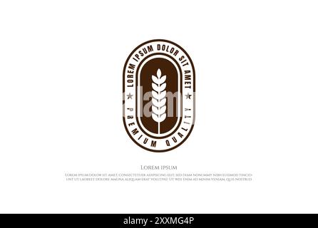 Old Rustic Wheat Grain Rice Badge Emblem Label Logo Design Design Vector Stock Vector