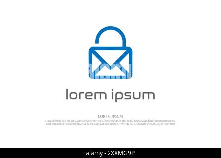 Simple Mail with Lock for Secure Secret Safe Message Application Technology Logo Design Vector Stock Vector