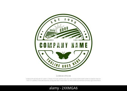 Vintage Retro Farm Garden Agriculture Badge Emblem Label Logo Design Vector Stock Vector