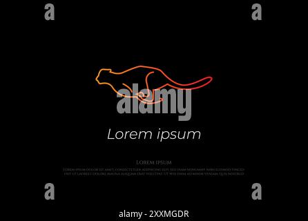 Running Fast Cheetah Line Outline Logo Design Vector Stock Vector