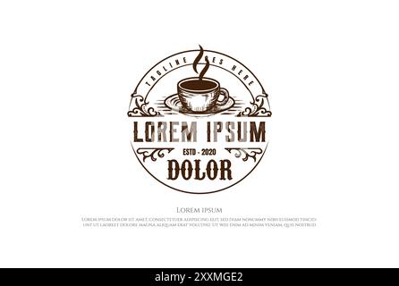 Old Rustic Coffee Mug Cup for Cafe Restaurant Bistro Logo Design Vector Stock Vector