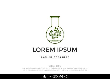 Green Tree Plant with Lab Glass for Science Research Logo Design Vector Stock Vector
