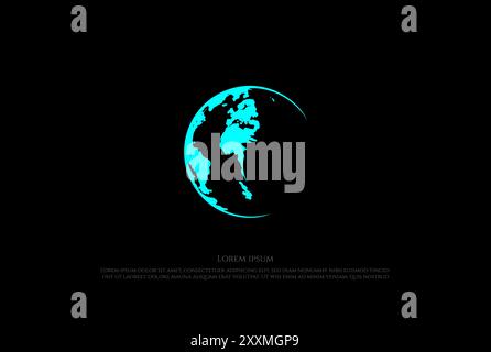 Brush Script Earth World Planet Globe Logo Design Vector Stock Vector