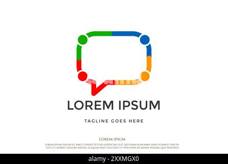 Human with Chat Talk Symbol for Communication Sharing Teamwork Logo Design Vector Stock Vector