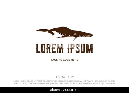 Cute Swimming Humpback Whale Logo Design Vector Stock Vector