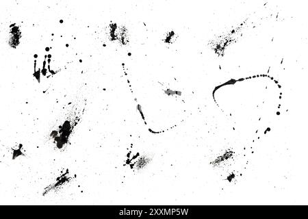 Black ink splashes on white background. Ink blots Stock Photo
