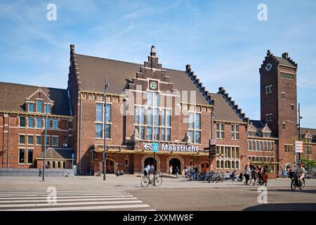 Maastricht, Netherlands - April 13, 2024: Entrance of Maastricht central train station. Maastricht is the capital city of Limburg Province Stock Photo