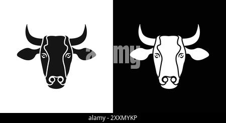 cow head icon vector logo set collection or bundle pack group Stock Vector
