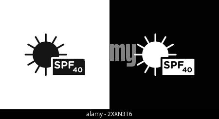 Sun protection factor 40 icon vector logo set collection or bundle pack group Stock Vector